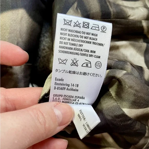 Escada Silk Wool Asymmetrical Blazer EU 36 Gold Button Taupe - Picture 5 of 7